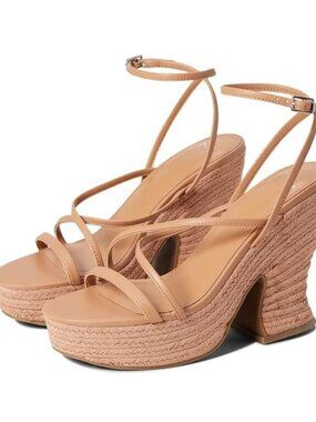 NWT Marc Fisher LTD Fetch Espadrille Platform Sandals Medium Natural Size: US 9M